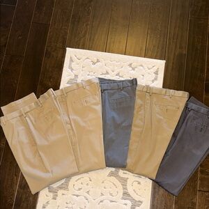 5 Pairs Haggar Men's Chinos - Beige, Navy, Gray